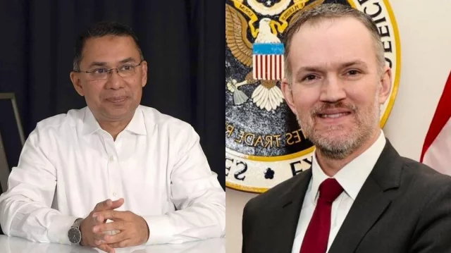 Tarique Rahman and Jamieson Greer during a significant phone meeting on Bangladesh-US trade relations.