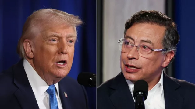 U.S. President Donald Trump and Colombian President Gustavo Petro amid rising diplomatic tensions.