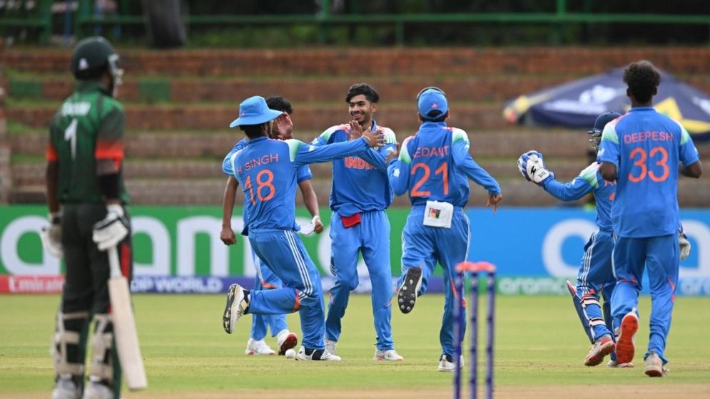 Bangladesh U-19 cricket team suffers dramatic defeat against India despite strong position in World Cup match.